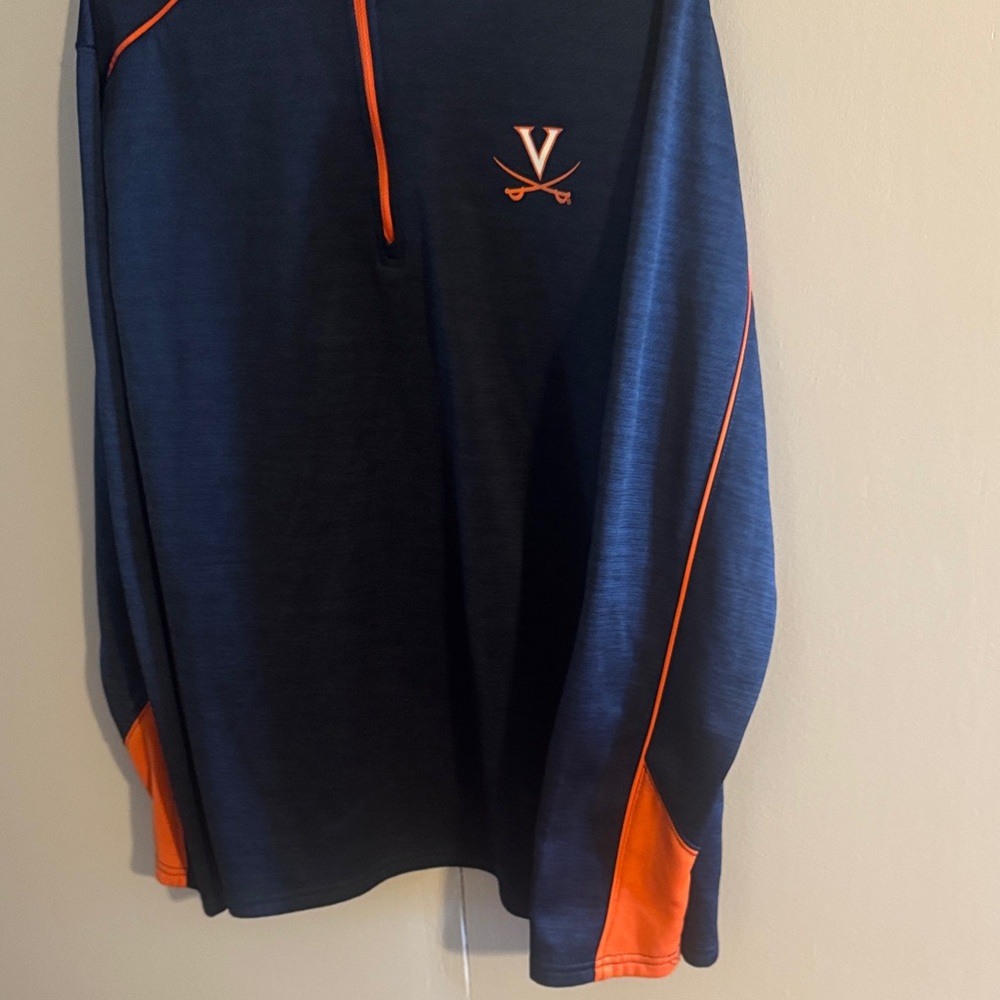 University of Virginia Colosseum Men’s Navy and Orange Quarter-Zip Sweater - Picture 3 of 5